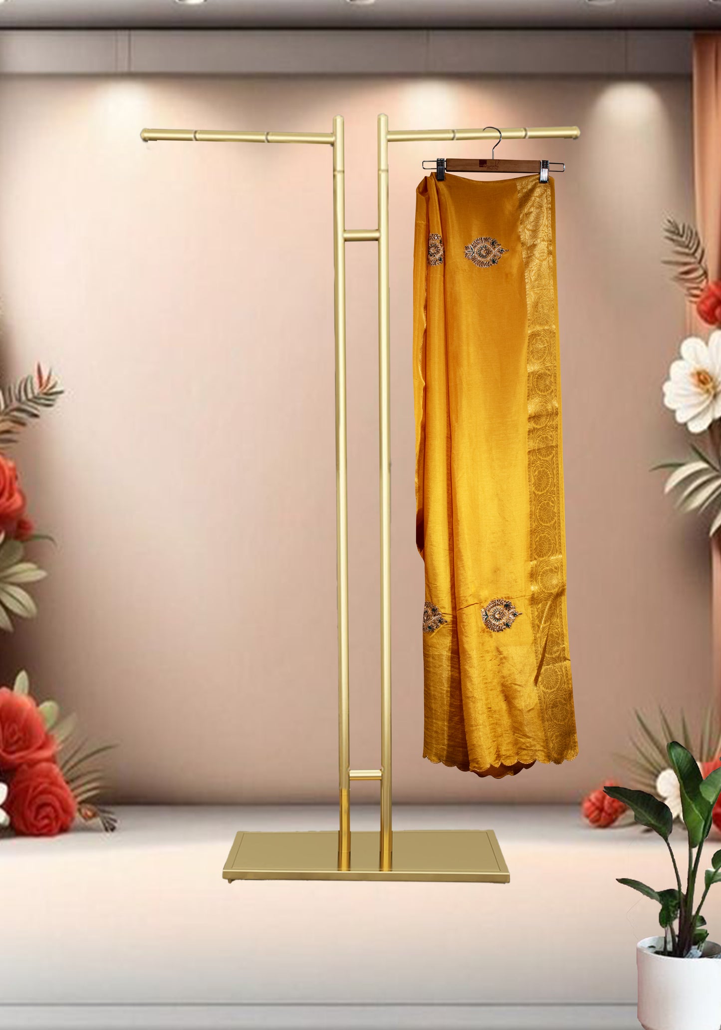 YELLOW WOVEN BANARASI SAREE WITH TOUCH OF EMBROIDERY