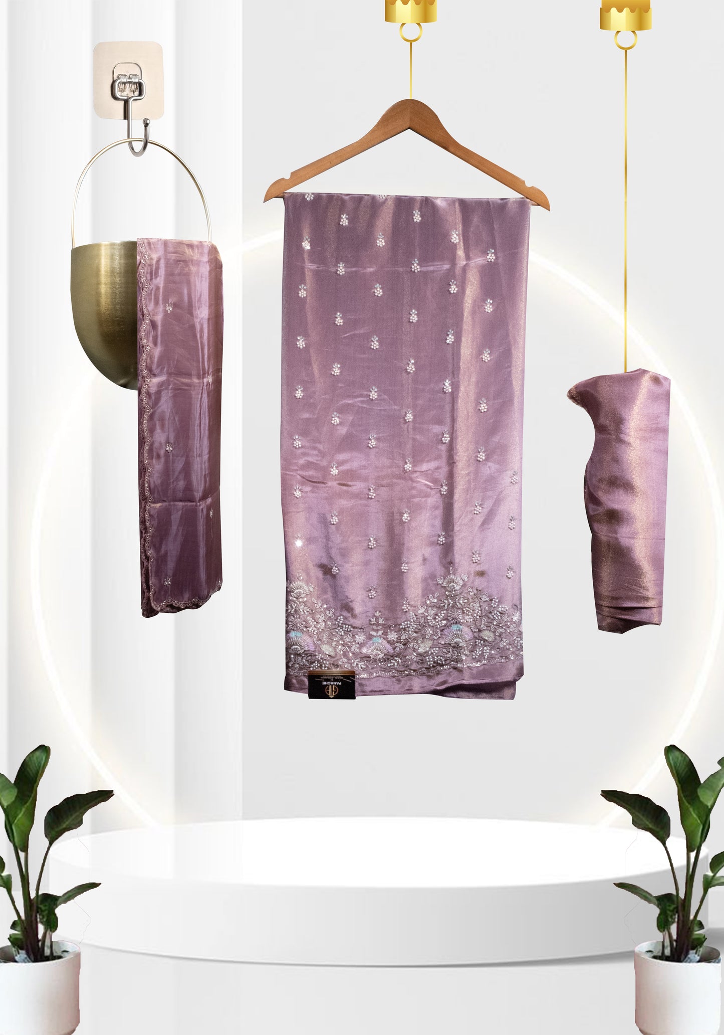 ONION PINK EMBROIDERED SUIT FABRIC SET