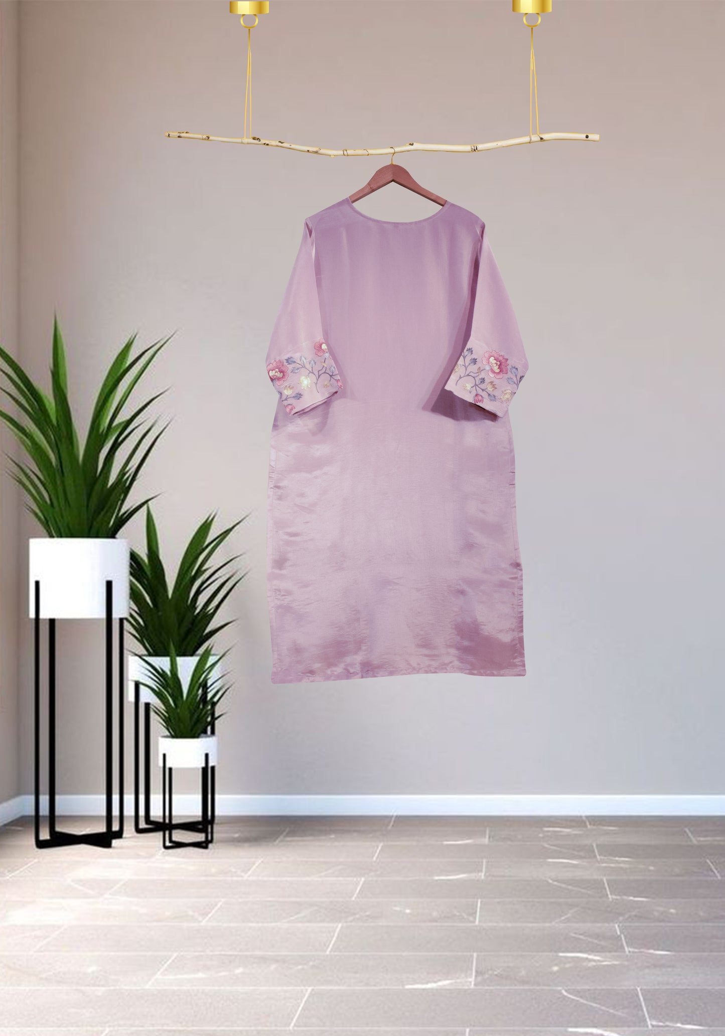Mauve Thread Emb Suit Set