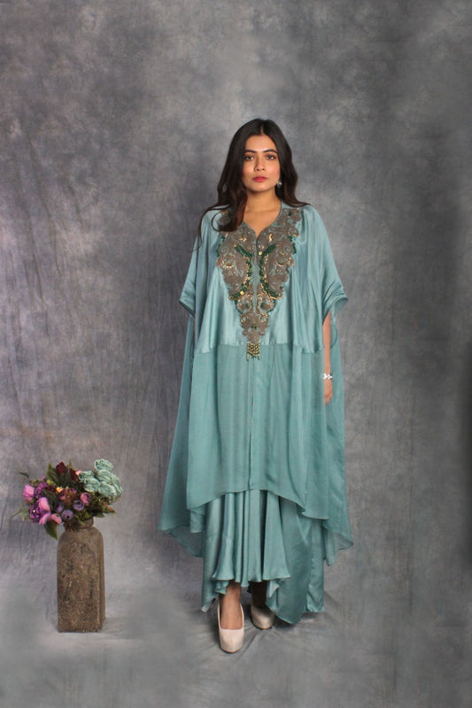ANTIFIT KAFTAN DRESS WITH DRAPED SKIRT