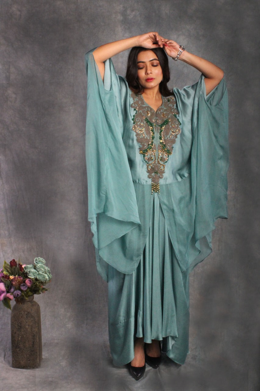 ANTIFIT KAFTAN DRESS WITH DRAPED SKIRT