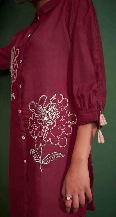 Crimson Red Embroidered Co-Ord Set