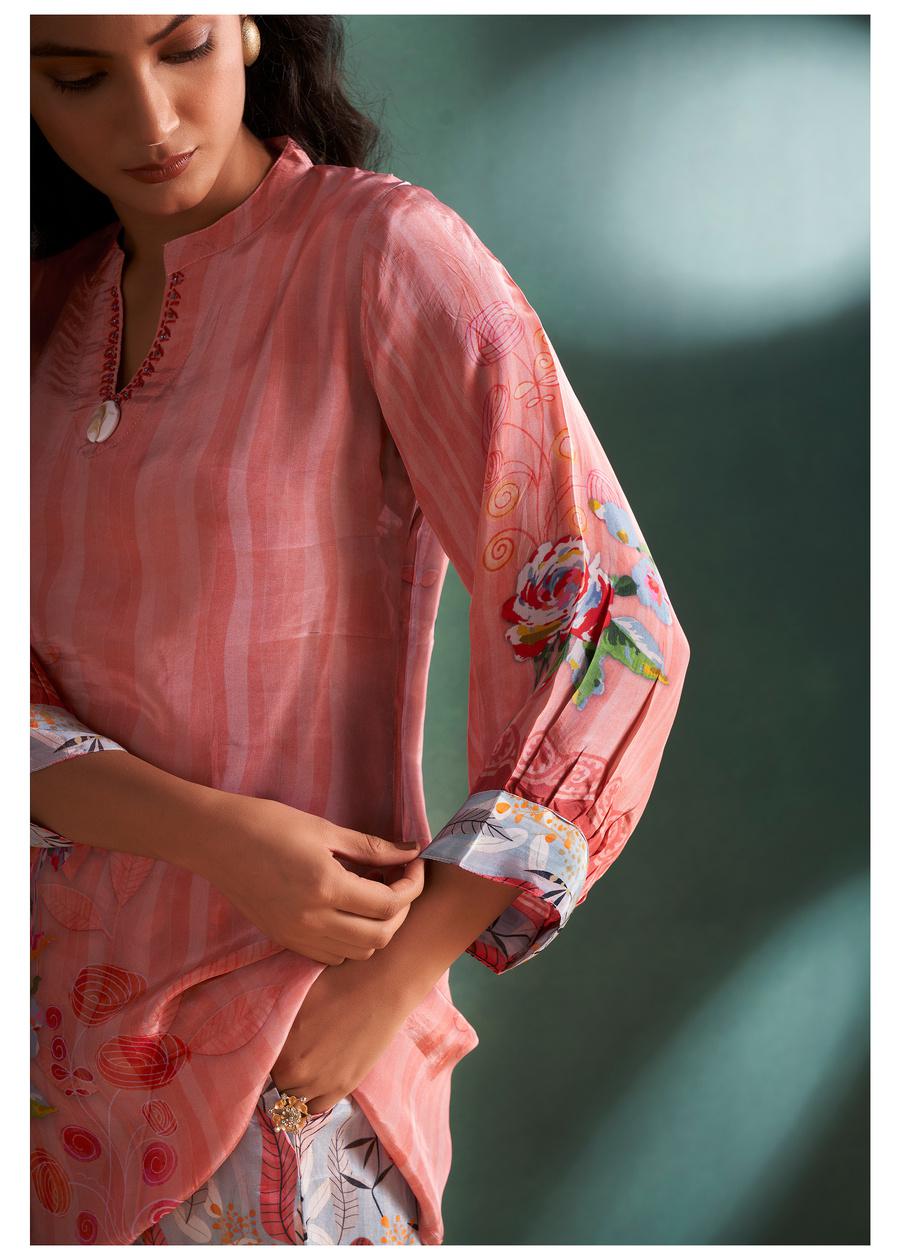 Peach Color Printed Co-Ord Set