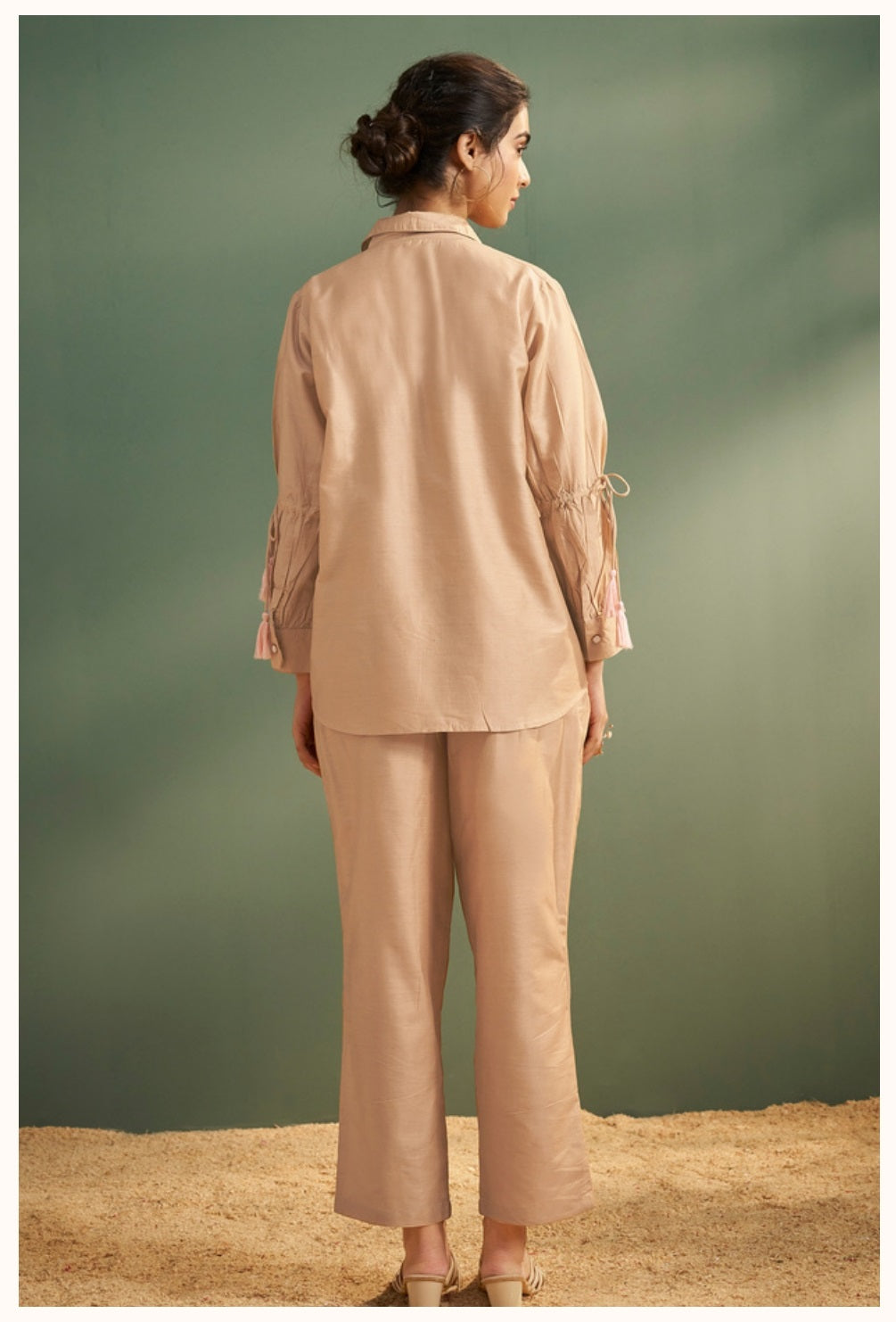 Beige Multi COLOR THREAD EMB SILK SET