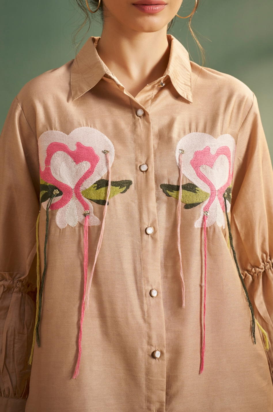 Beige Multi COLOR THREAD EMB SILK SET