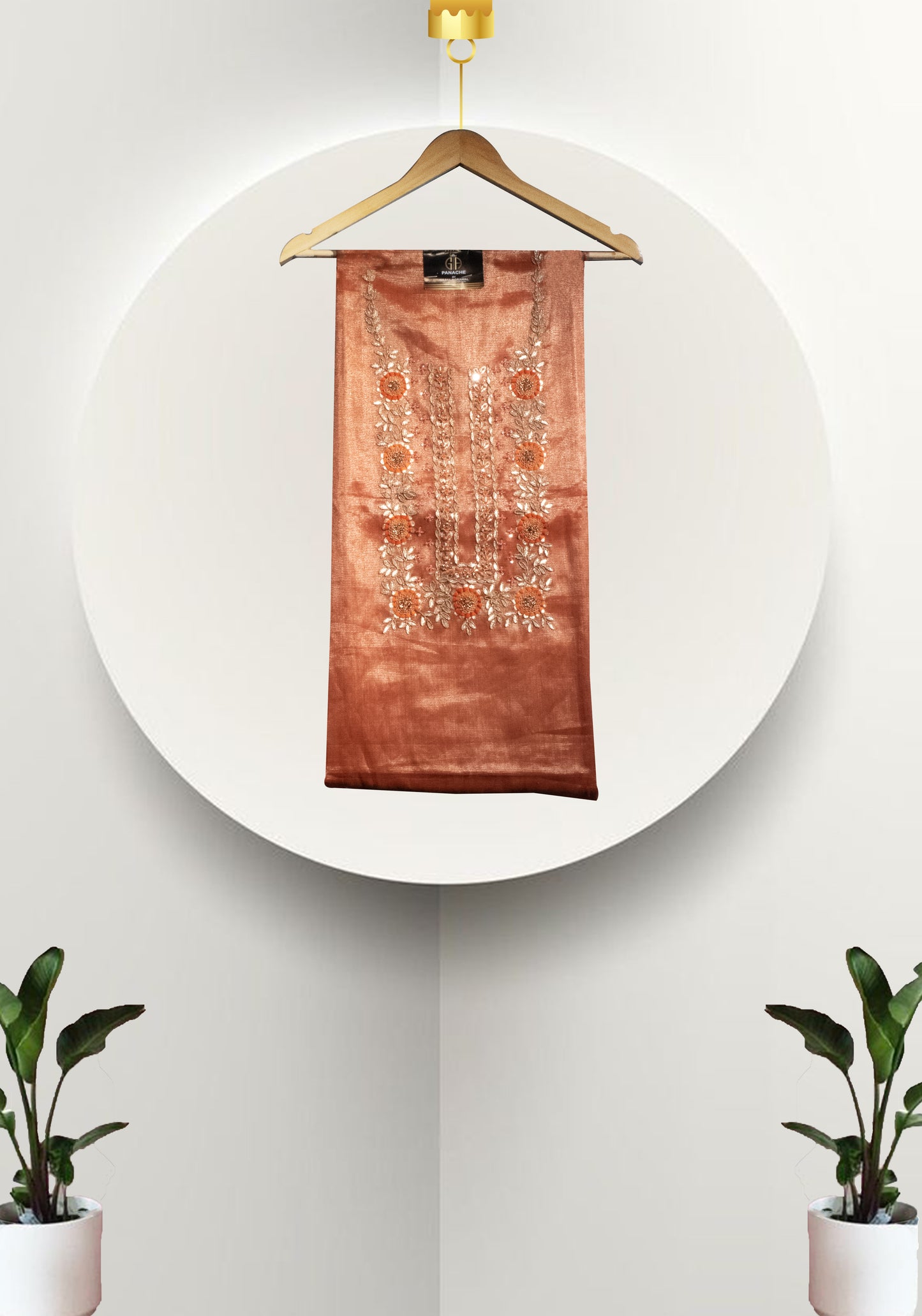 RUST ORANGE GOTA EMB SUIT FABRIC SET