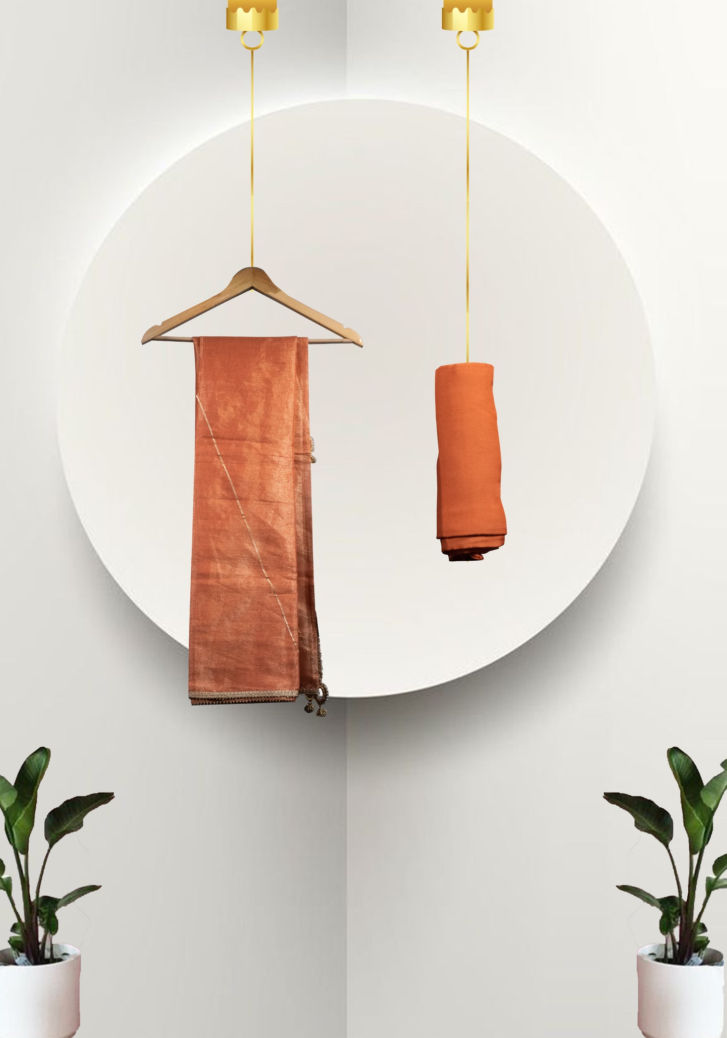 RUST ORANGE GOTA EMB SUIT FABRIC SET