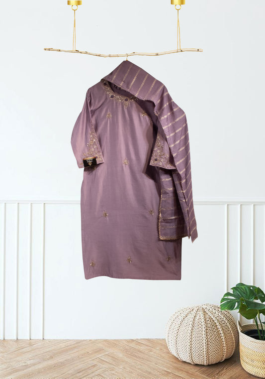 Plum Thread Zari Emb Suit Set