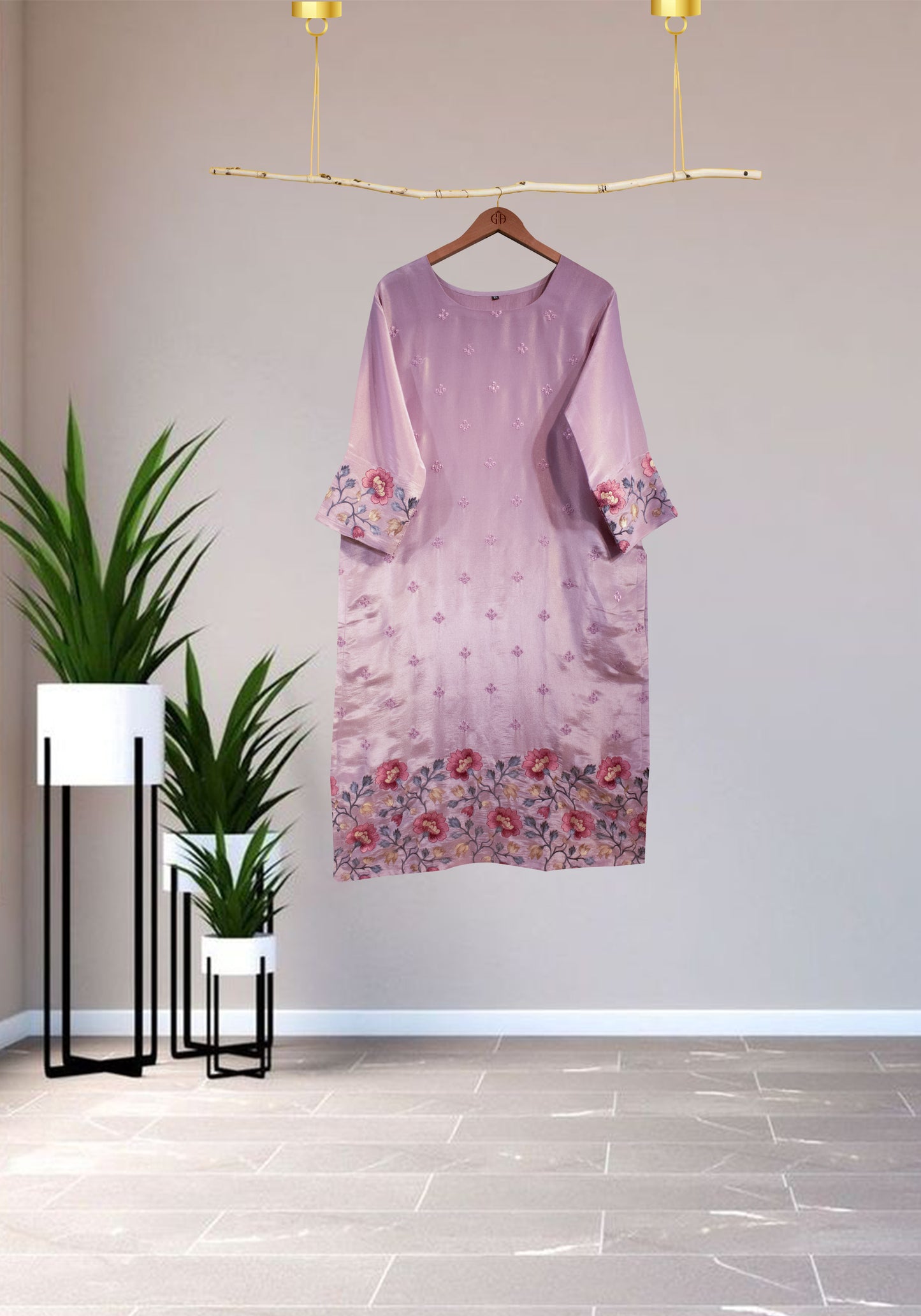 Mauve Thread Emb Suit Set
