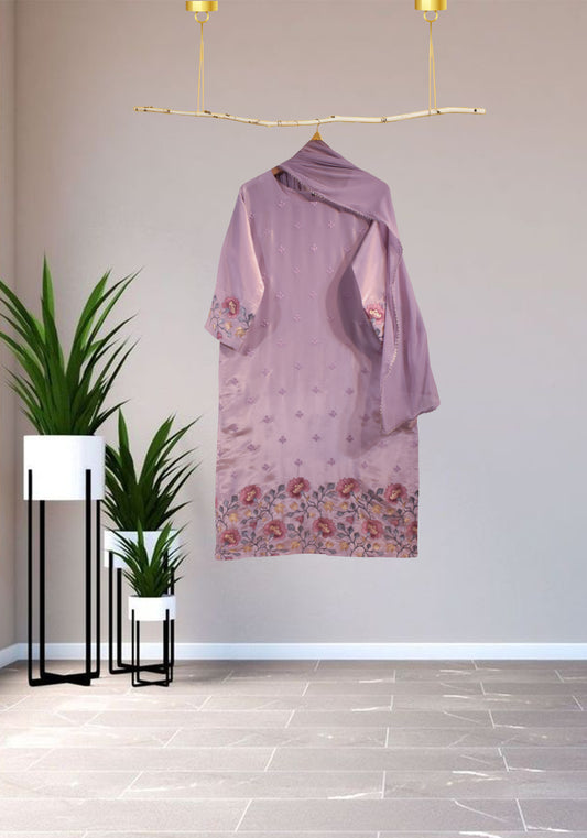 Mauve Thread Emb Suit Set