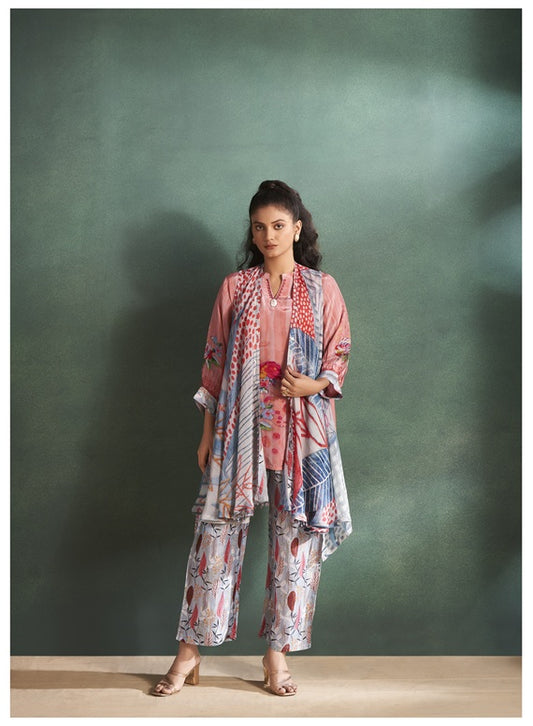 Peach Color Printed Co-Ord Set