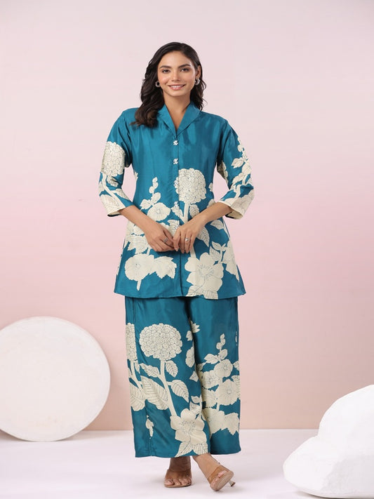 Teal Blue Teal blue Silk sets