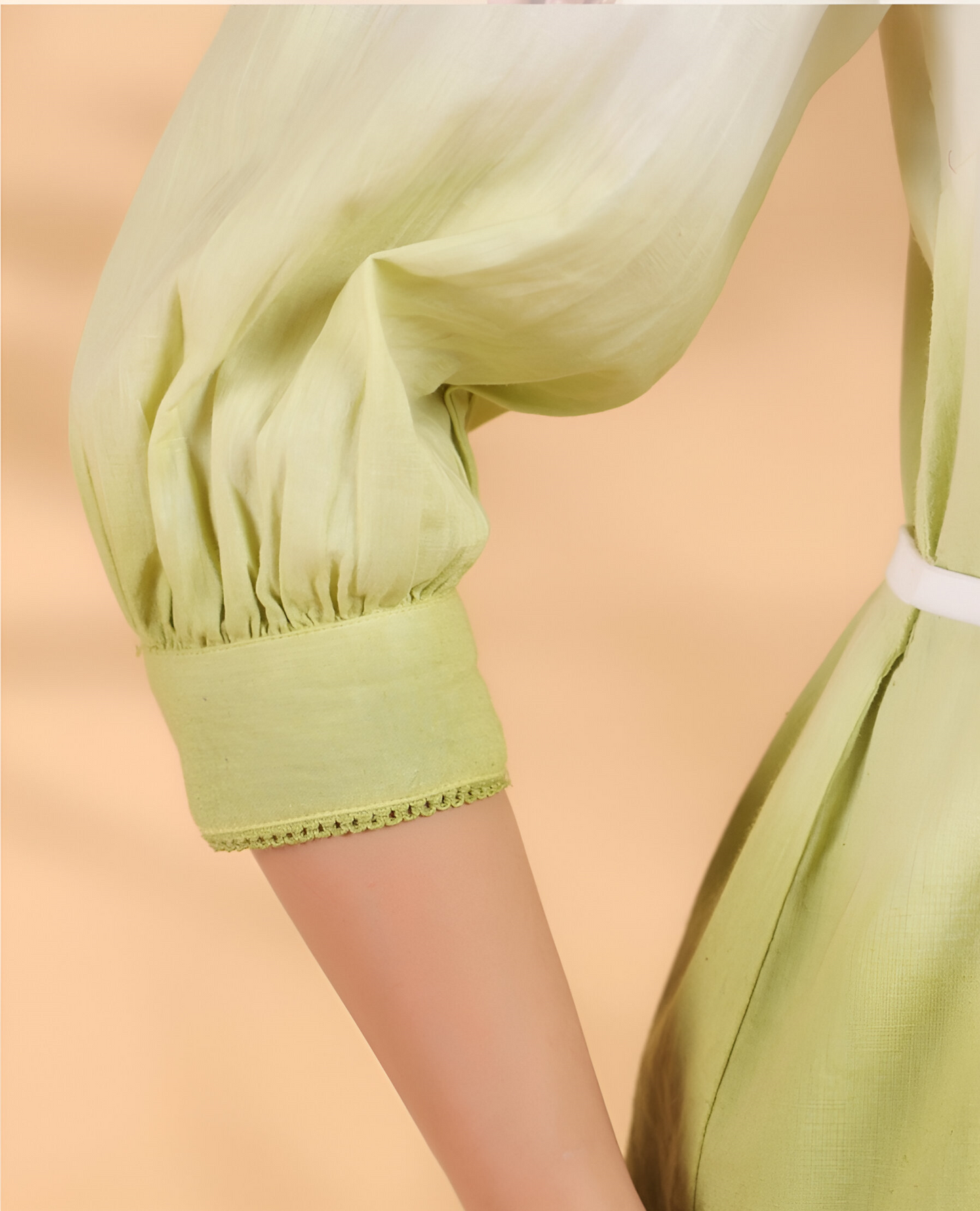 White & Sage Green Applique Coord Set