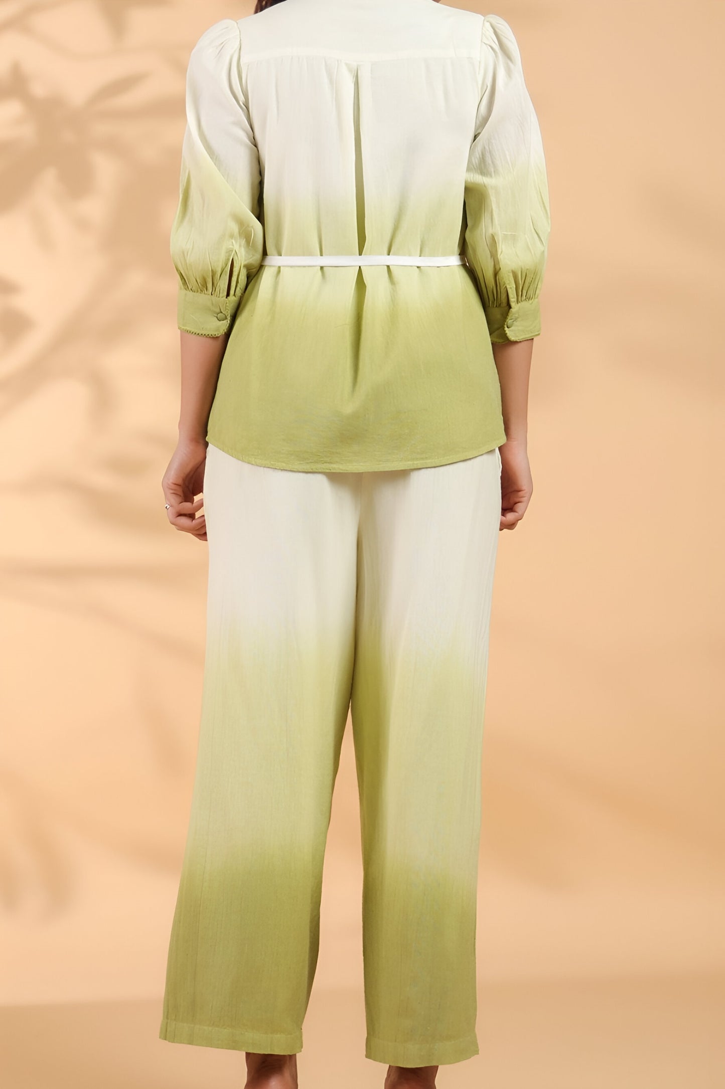 White & Sage Green Applique Coord Set